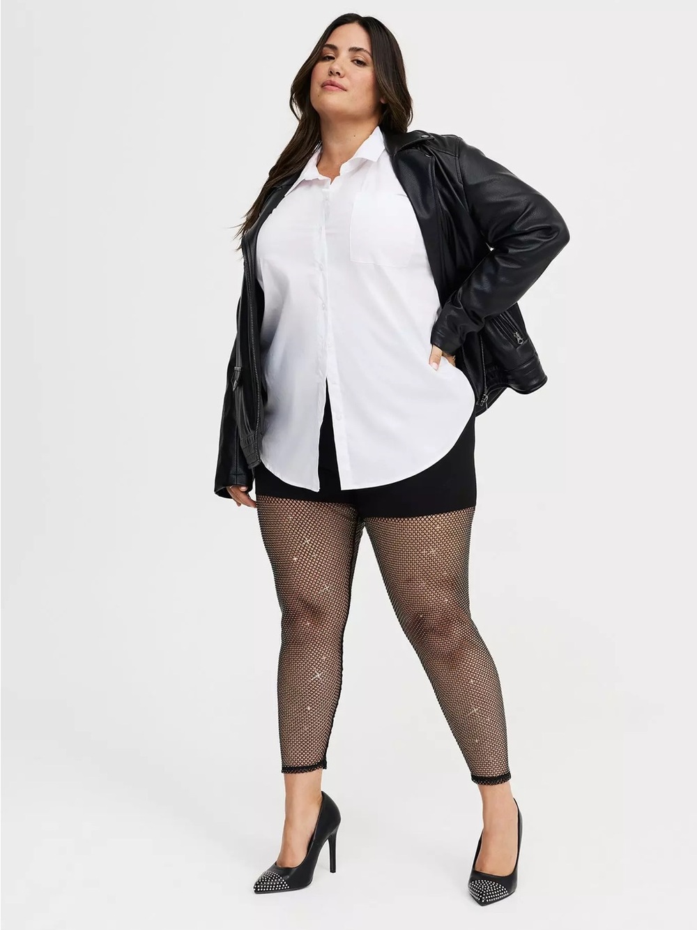 Torrid Women Black Mesh Rhinestone Leggings 1